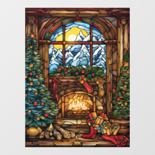 Kerst Glas in lood venster Cling Raamsticker