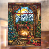 Kerst Glas in lood venster Cling Raamsticker (Vel 2)