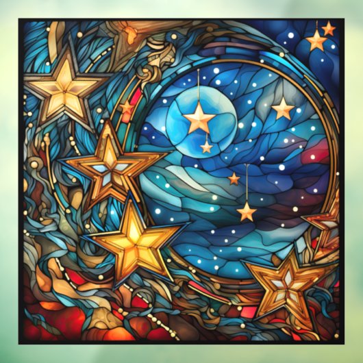 Kerst Glas in lood venster Cling Raamsticker (Vel 3)