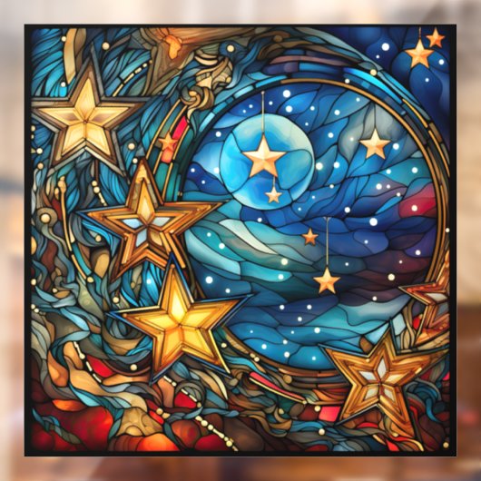 Kerst Glas in lood venster Cling Raamsticker (Vel 2)