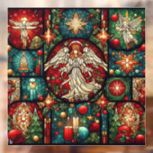 Kerst Glas in lood venster Cling Raamsticker (Vel 2)