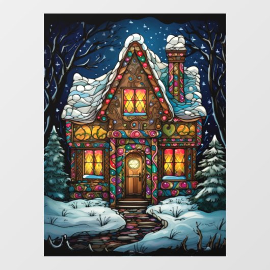 Kerst Glas in lood venster Cling Raamsticker (Vel)