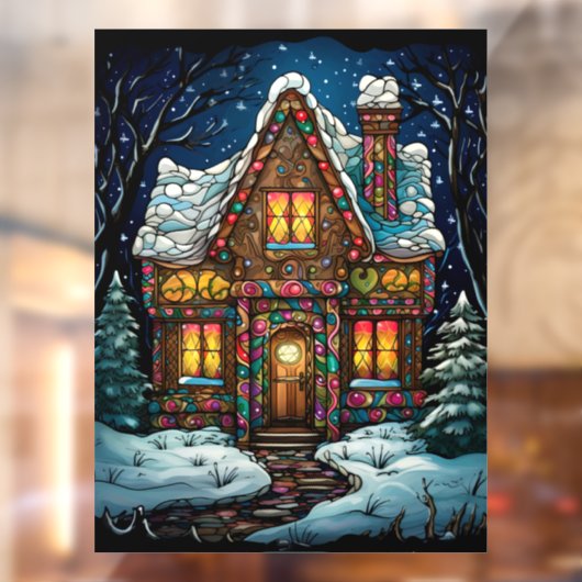 Kerst Glas in lood venster Cling Raamsticker (Vel 2)