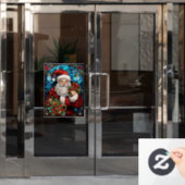 Kerst Glas in lood venster Cling Raamsticker (Kantoordeur)