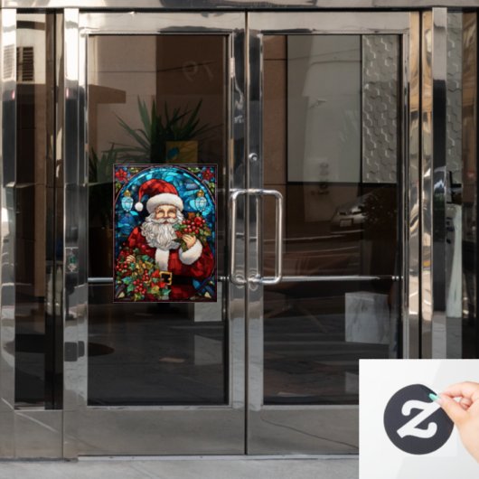 Kerst Glas in lood venster Cling Raamsticker (Kantoordeur)