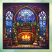 Kerst Glas in lood venster Cling Raamsticker (Vel 3)