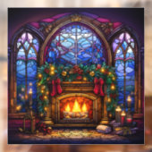 Kerst Glas in lood venster Cling Raamsticker (Vel 2)