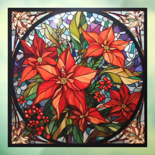 Kerst Glas in lood venster Cling Raamsticker (Vel 3)