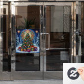 Kerst Glas in lood venster Cling Raamsticker (Kantoordeur)