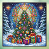 Kerst Glas in lood venster Cling Raamsticker (Vel 3)