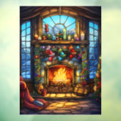 Kerst Glas in lood venster Cling Raamsticker (Vel 3)