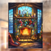 Kerst Glas in lood venster Cling Raamsticker (Vel 2)