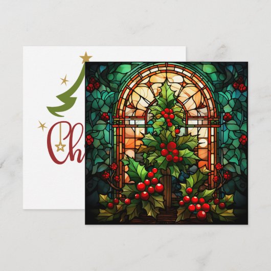 Kerst Glas in lood Wenskaart Feestdagenkaart (Voorkant / Achterkant)