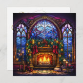 Kerst Glas in lood Wenskaart Feestdagenkaart (Voorkant / Achterkant)