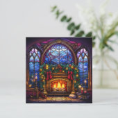 Kerst Glas in lood Wenskaart Feestdagenkaart (Staand voorkant)