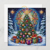 Kerst Glas in lood Wenskaart Feestdagenkaart (Voorkant / Achterkant)