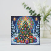 Kerst Glas in lood Wenskaart Feestdagenkaart (Staand voorkant)