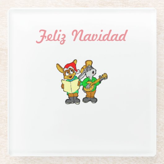Kerst Glas Onderzetter / Onderlegger Feliz Navidad (Voorkant)