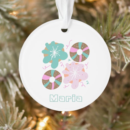 Kerst glasdonuts roze Doodles   Ornament (Boom)