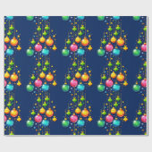 Kerst glazen ballen op een donkerblauwe achtergron cadeaupapier (Vlak)