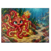 Kerst glazen snijplank – Eva de Octopus (Voorkant)