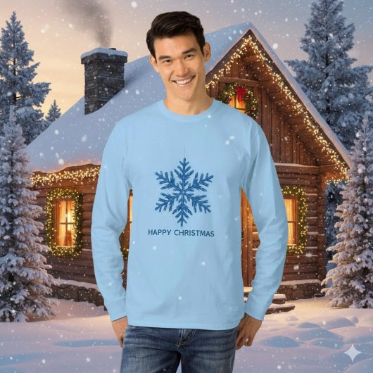 Kerst glinsterende blauwe kristallen sneeuwvlok t-shirt