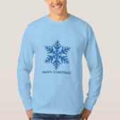 Kerst glinsterende blauwe kristallen sneeuwvlok t-shirt (Voorkant)