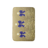 Kerst glinsterende bomen goud namaak navy strik badmat (Voorkant Verticaal)