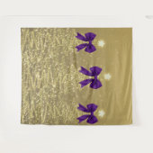 Kerst glinsterende bomen goud namaak paarse strik wandkleed (Voorkant (horizontaal))