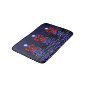 Kerst glinsterende bomen Navy Blue Nep rode strik Badmat (Gekanteld)