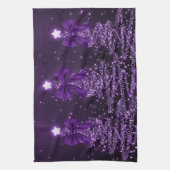 Kerst glinsterende bomen paarse nepbouw theedoek (Verticaal)