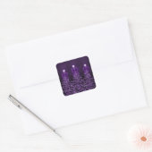 Kerst glinsterende bomen paarse nepbouw vierkante sticker (Envelop)
