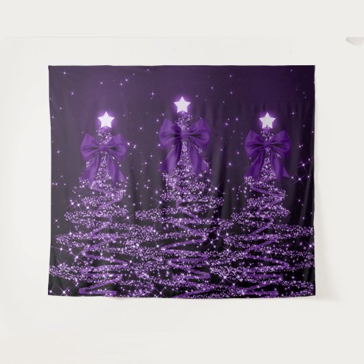 Kerst glinsterende bomen paarse nepbouw wandkleed (Voorkant (horizontaal))