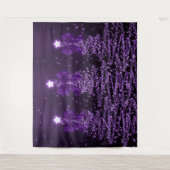 Kerst glinsterende bomen paarse nepbouw wandkleed (Voorkant)