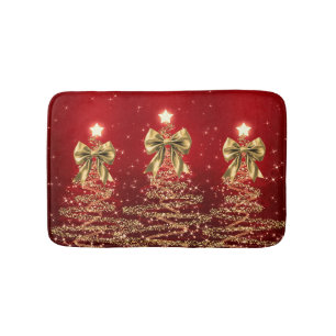 Kerst glinsterende bomen rood goud namaak lint badmat
