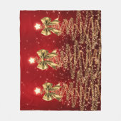 Kerst glinsterende bomen rood goud namaak lint fleece deken (Voorkant)
