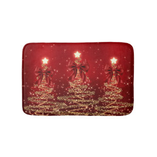 Kerst glinsterende bomen Rood Goud Neppe Boog Badmat