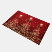 Kerst glinsterende bomen Rood Goud Neppe Boog Deurmat (Schuin)