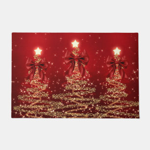 Kerst glinsterende bomen Rood Goud Neppe Boog Deurmat