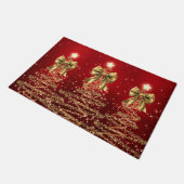Kerst glinsterende bomen Rood Goud Neppe boog Deurmat (Schuin)