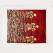 Kerst glinsterende bomen Rood Goud Neppe strik Wandkleed (Voorkant (horizontaal))