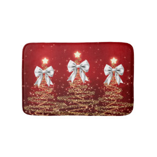 Kerst glinsterende bomen Rood Goud Zilver Boog Badmat