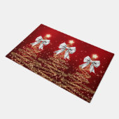 Kerst glinsterende bomen Rood Goud Zilver Boog Deurmat (Schuin)