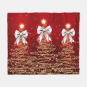 Kerst glinsterende bomen Rood Goud Zilver Boog Fleece Deken (Voorkant (Horizontaal))