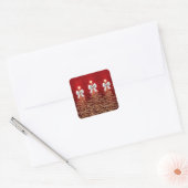 Kerst glinsterende bomen rood goud zilver boog vierkante sticker (Envelop)