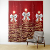 Kerst glinsterende bomen Rood Goud Zilver Boog Wandkleed (In situ)