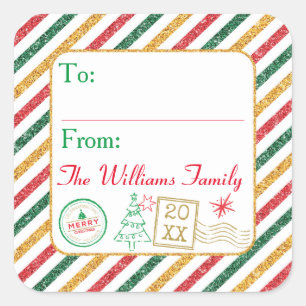 Kerst Glitter Airmail Verzendlabel Gift Labels