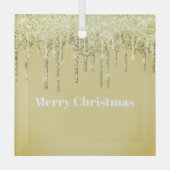 Kerst Glitter Drip Vrolijk Kerstglas Ornam Glas Ornament (Voorkant)