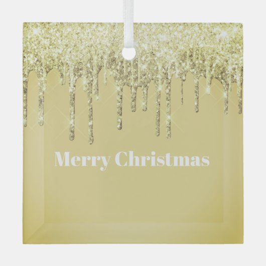 Kerst Glitter Drip Vrolijk Kerstglas Ornam Glas Ornament (Voorkant)