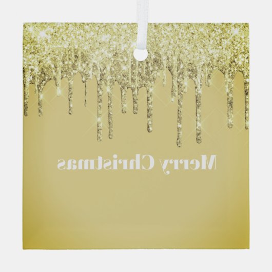 Kerst Glitter Drip Vrolijk Kerstglas Ornam Glas Ornament (Achterkant)